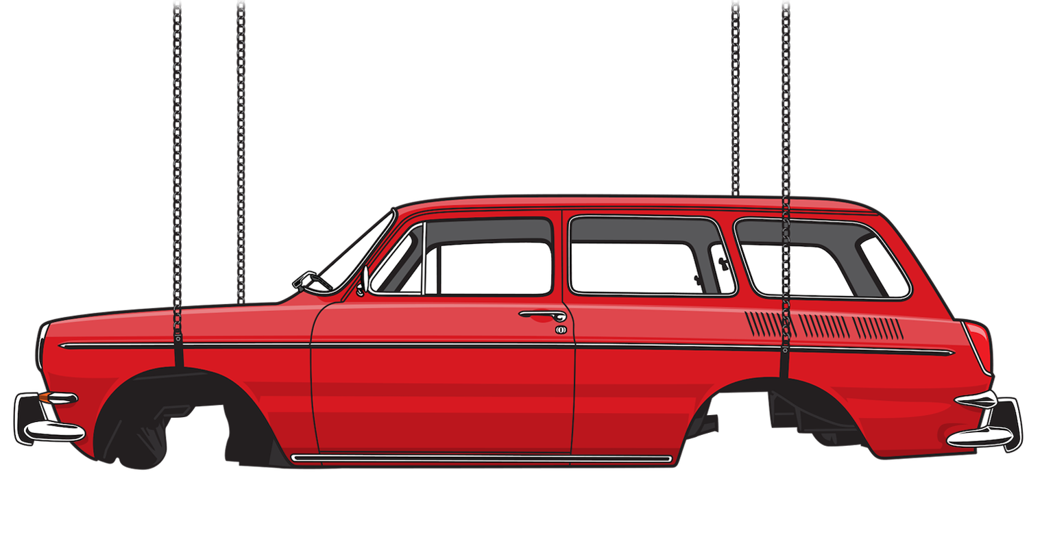 VW Squareback body on chains