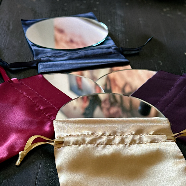 small round mirror plate for protection magick and reversal spell rituals