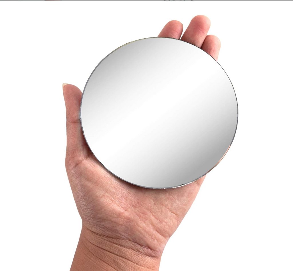 round 4 inch mirror plate for candle spell reversal and protection work