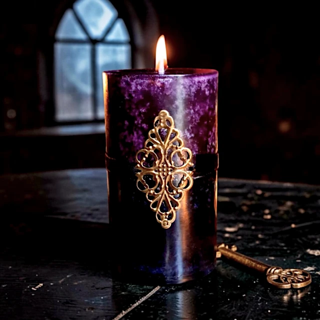Hekate or Hecate candle lit in ritual for samhain