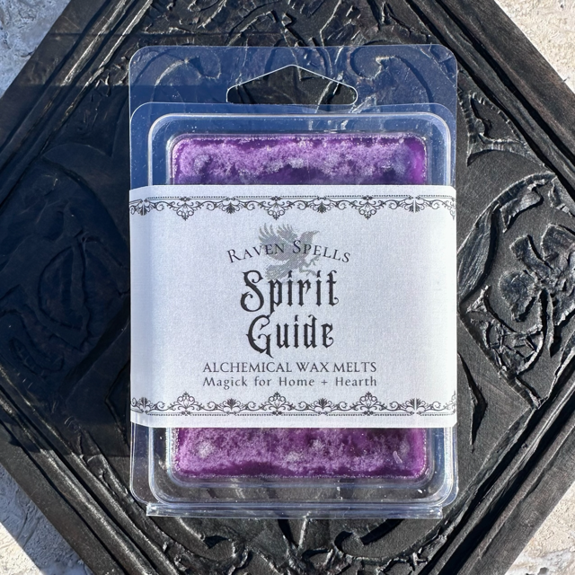 premium scented wax melts spirit guide purple for raven spells on white magick alchemy logo table black