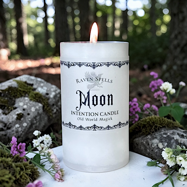 Moon Spell Candle, white ritual candle for lunar magic and intuition, moon-blasted and kissed by starlight, perfect for energy clearing and spiritual practice