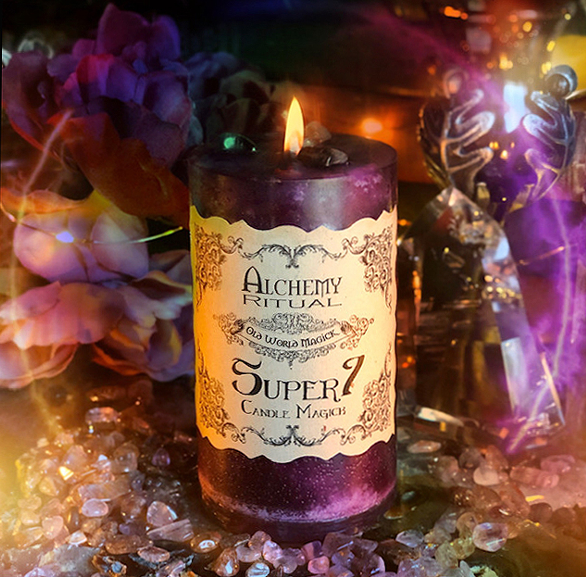 Super 7 Candles White Magick Alchemy Mystica — seven candles 03:55. super 7 gemstone candles moon charged with super seven gemstones sandalwood tonka bean musk amber frankincense geranium