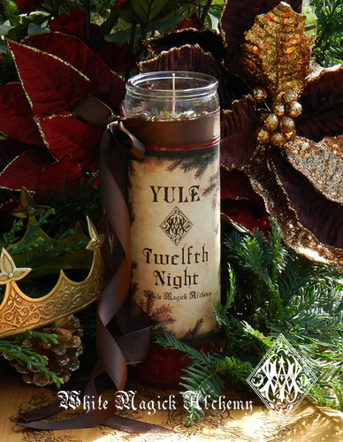 *Yule Twelfth Night Glass Vigil Lights Candle for Christmas and Winter Solstice