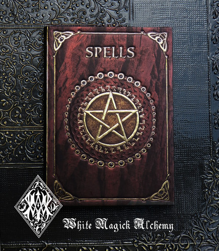 Spell Book . Book of Spells Old World Bordeaux Red 5x7