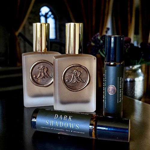 Dark Shadows ritual perfume by White Magick Alchemy with notes of amber, vetiver, sandalwood, and incense
