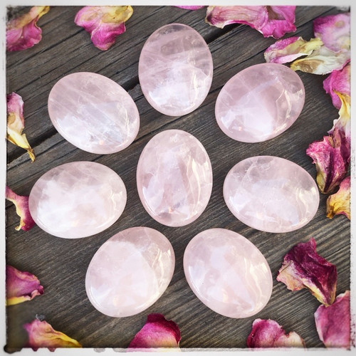 Rose Quartz Polished Pillow Palm Stones for Love, Healing & Compassion