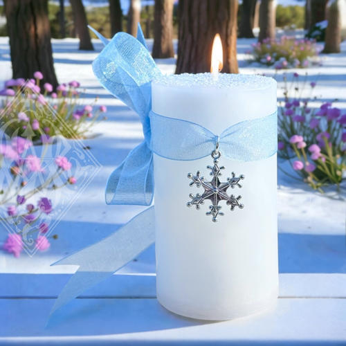 white diamond crystal vanilla starlight candle in winter snow
