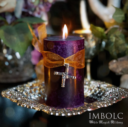 Brigid's Cross Ritual Candles for Imbolc