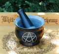 Black Stone PENTACLE Mortar and Pestle Set Pentagram