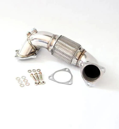 Toyota Celica GT4 GT-Four All-Trac and SW20 MR2 Turbo 3S-GTE 3-inch stainless steel turbo downpipe with CT20 CT26 flange, polished mandrel-bent piping, adapter plate, support bracket, gaskets and installation hardware
