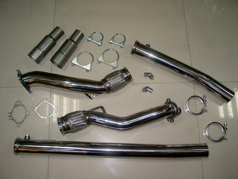 2.7L RS6 KO4 DUAL FLANGED HYRBID 3" TO 3" AUDI DOWNPIPES WITH MERGE PIPES