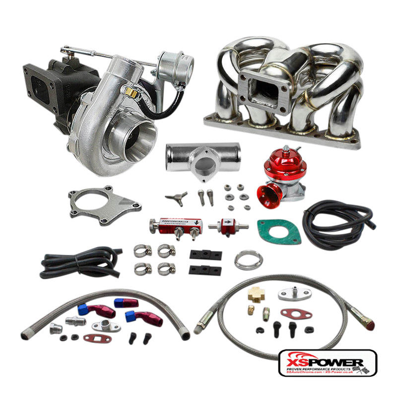 T04 .63AR 400+HP BOOST 8PC TURBO CHARGER+RAM HORN MANIFOLD KIT FOR HONDA D15/D16