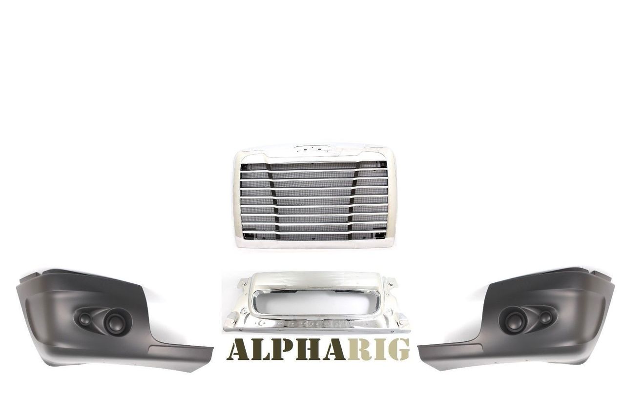 Freightliner Century 03 -08 Replacement Front Grille + Bumper + Bumper End RH LH II
