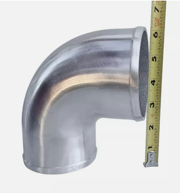 4.0" TO 3.5" Polished Cast Aluminum 90 Degree Reducer Elbow Pipe Tube Turbo