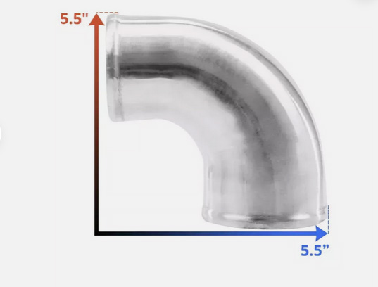 3.5"-3" Polished Cast Aluminum 90 Degree Turbo O.D. Reducer Elbow Pipe Tube 3.5"