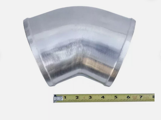 Tight Bend Polished Cast Aluminum 45 Degree 5" OD Elbow Pipe Tube Turbo