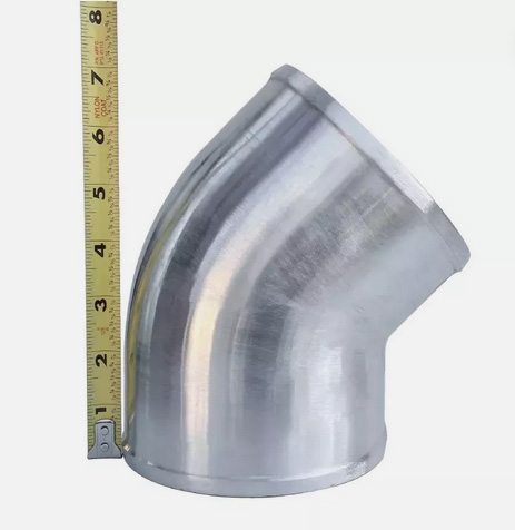 Tight Bend Polished Cast Aluminum 45 Degree 5" OD Elbow Pipe Tube Turbo