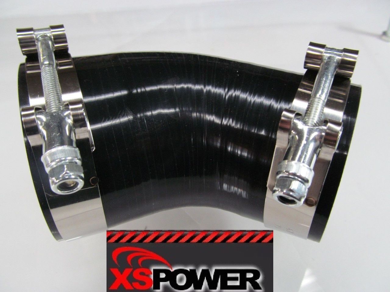 4 in  to 3.5 in  102- 89mm Silicone Coupler 45 degree reducer Black with T-Bolt clamps