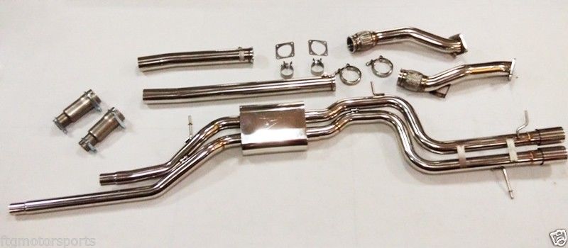 XS-POWER Twin-1 turbo-back exhaust system for Audi S4 B5 2.7T with dual 2.5-inch cat-back and full 3-inch downpipes