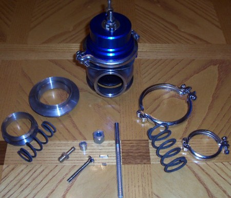 60MM V BAND TURBO WASTEGATE with 8.9 PSI SPRING INSTALLED Blue