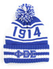 Phi Beta Sigma Fraternity Pom Beanie-Blue Phi-Blue/White