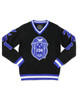 Zeta Phi Beta Sorority Pull Over V-Neck Sweater- Crest-Black/Blue        