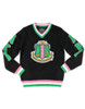 Alpha Kappa Alpha Sorority Pull Over V-Neck Sweater- Crest-Black/Pink -Front