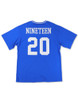 Zeta Phi Beta Sorority Oversized V-Neck Football Jersey Tee-Blue/White