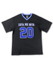Zeta Phi Beta Sorority Oversized V-Neck Football Jersey Tee-Black/Blue