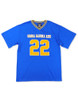 Sigma Gamma Rho Sorority Oversized V-Neck Football Jersey Tee-Blue/Yellow
