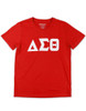 Delta Sigma Theta Sorority Dri-Fit Shirt- Glitter Three Greek Letters-Red