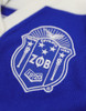 Zeta Phi Beta Sorority Sweater-Button Down-Crest-Blue/White