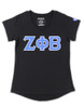 Zeta Phi Beta Sorority Dri-Fit Shirt- Heart-Three Greek Letters-Black