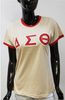 Delta Sigma Theta Sorority Ringer T-shirt-Khaki
