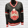 Delta Sigma Theta Sorority Chenille V-neck Varsity Sweater- Black