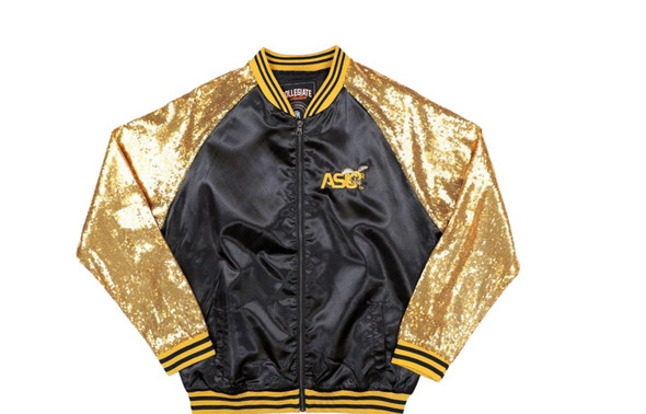 Alabama State University ASU Satin Sequin Jacket- Black/Gold