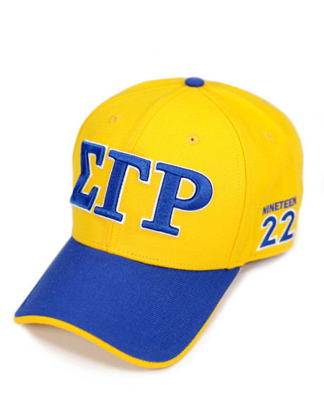 Sigma Gamma Rho Sorority Hat- Three Greek Letters- Yellow