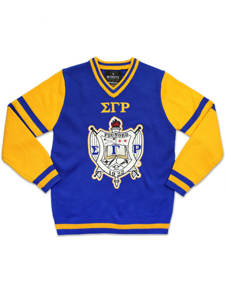 Sigma Gamma Rho Sorority Pull Over V-Neck Sweater- Crest        