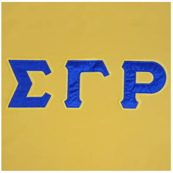 Sigma Gamma Rho Sorority Ringer T-shirt- Satin Letters-Yellow