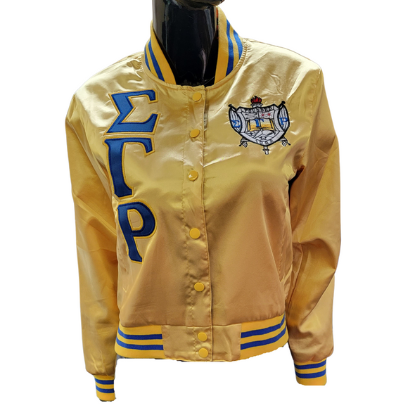 Sigma Gamma Rho Sorority Satin Jacket- Gold