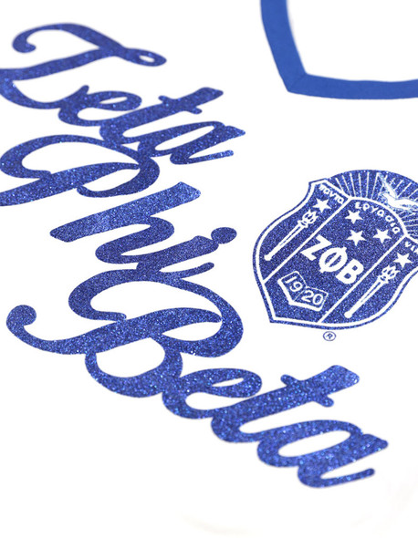 Zeta Phi Beta Sorority V-Neck- White/Blue