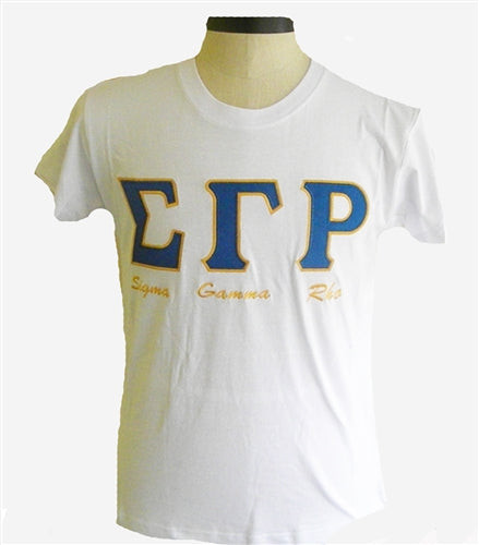 Sigma Gamma Rho Stitched Letter T-Shirt- White