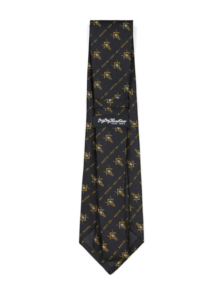 Mason Masonic Necktie- Square and Compass-Black/Gold