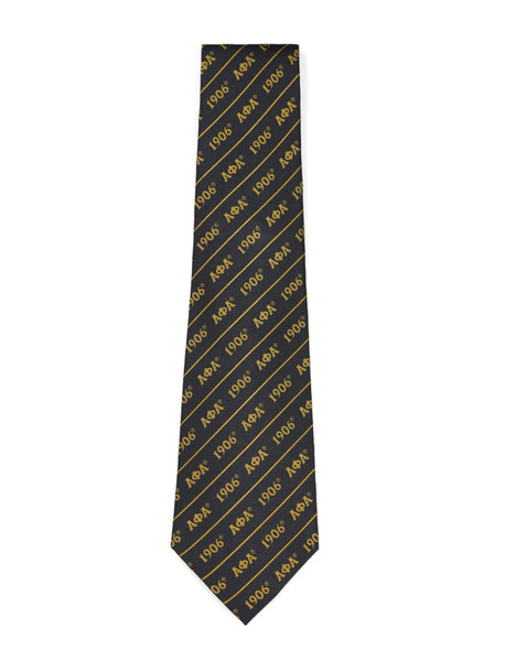 Alpha Phi Alpha Fraternity Necktie- Three Greek Letters-Black