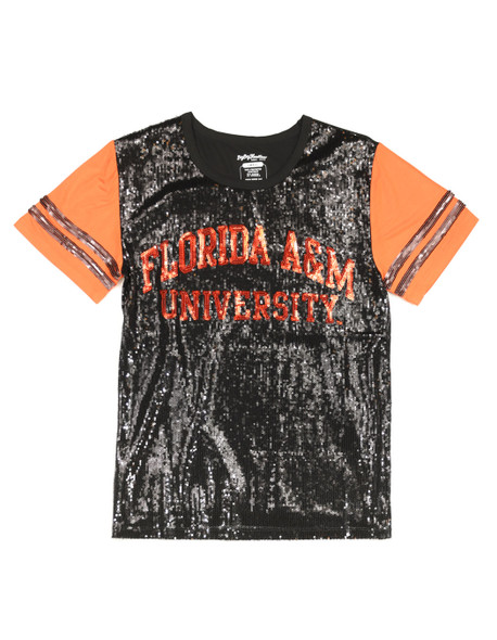 Florida A&M University FAMU Sequin Shirt-Black/Orange- Style 2 