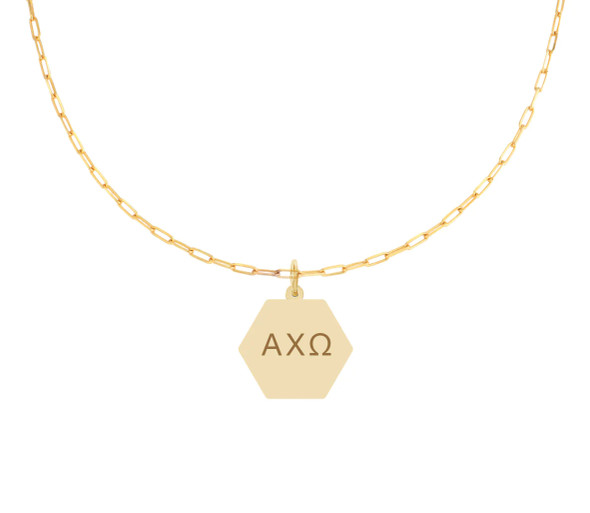 Alpha Chi Omega Sorority Paperclip Style Chain Necklace 