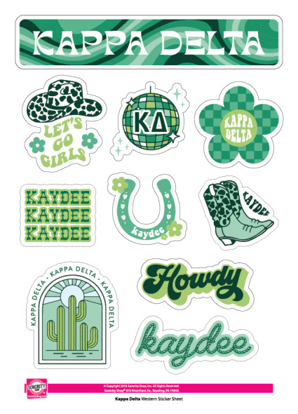 Kappa Delta Sorority Stickers- Western Disco 