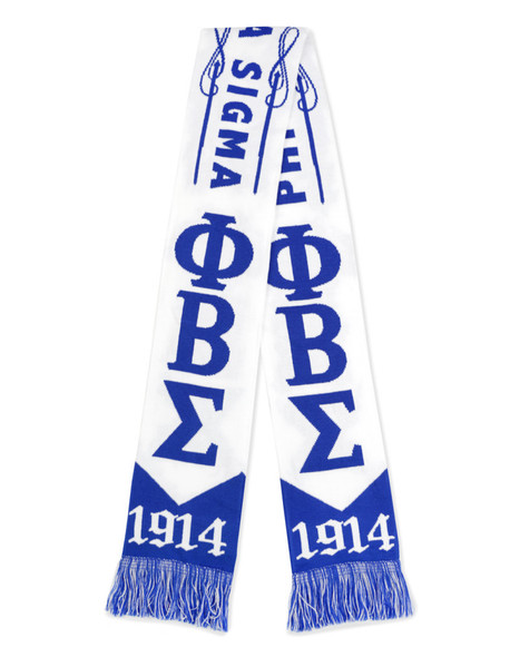 Phi Beta Sigma Fraternity Scarf-White/Blue