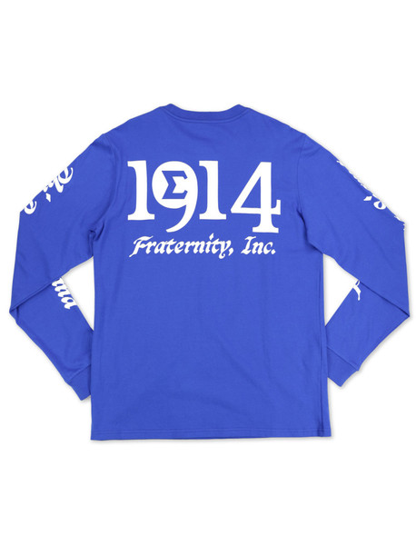 Phi Beta Sigma Fraternity Long Sleeve Shirt-English Spelling-Blue